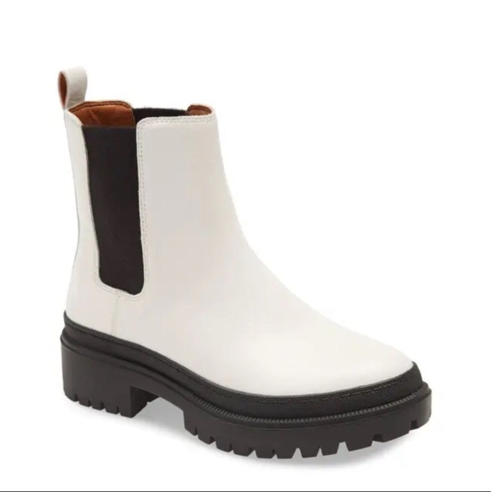 NWOT Lucky Brand Women's White Ellerey Lug Sole Leather Bootie size 10 - Picture 12 of 12